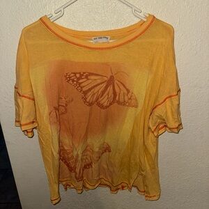 We The Free Orange Butterfly Graphic Tee